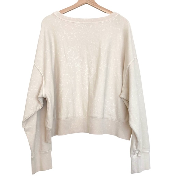 ALLSAINTS Spotted Beige Crewneck Dolman Sleeve Cropped Sweatshirt - Picture 5 of 7